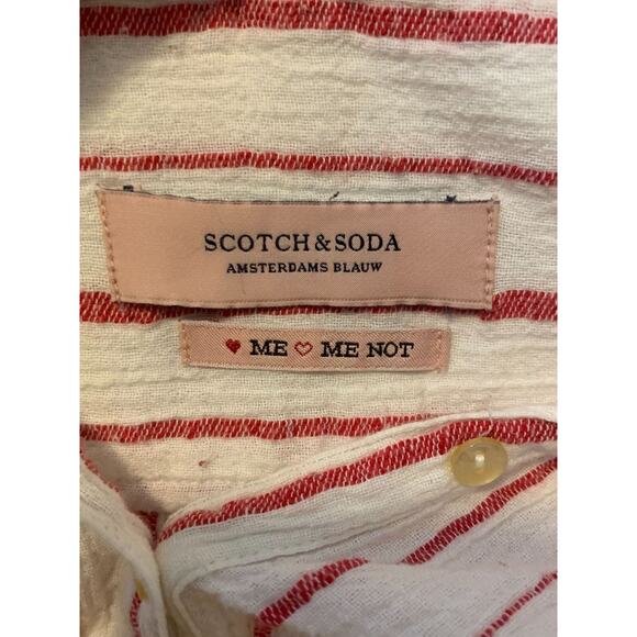 Scotch & Soda white red stripes long sleeves boho tunic top size Large - Picture 3 of 9